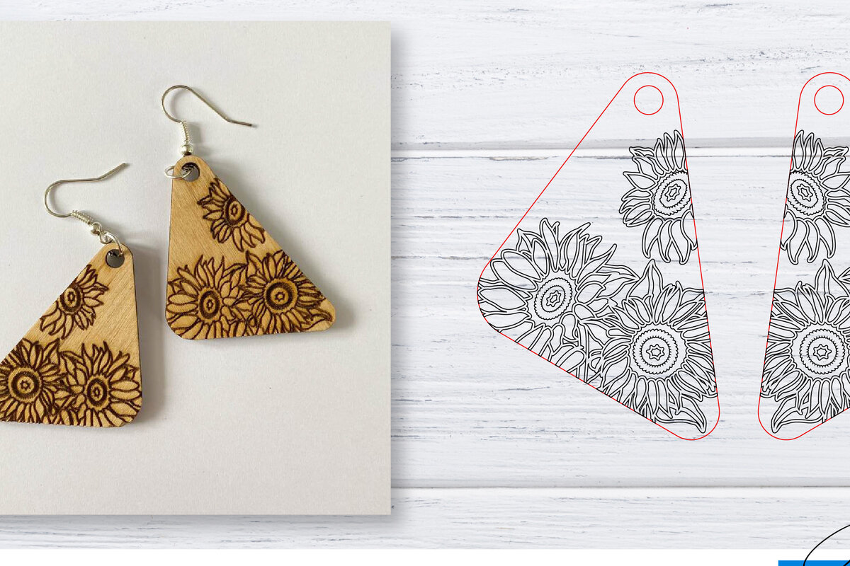 Intra απο ξύλο plywood  Χρώμα wenge 3mm-4mm πάχος - Σκουλαρίκια | Sunflower | Δίασταση 3x3 cm INTRAFABR-112270187