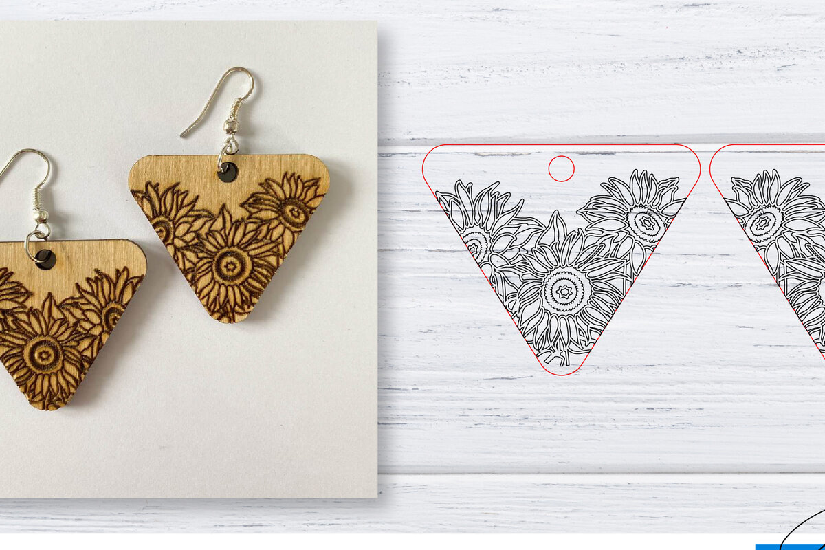 Intra απο ξύλο plywood  Χρώμα wenge 3mm-4mm πάχος - Σκουλαρίκια | Sunflower | Δίασταση 3x3 cm INTRAFABR-112075149