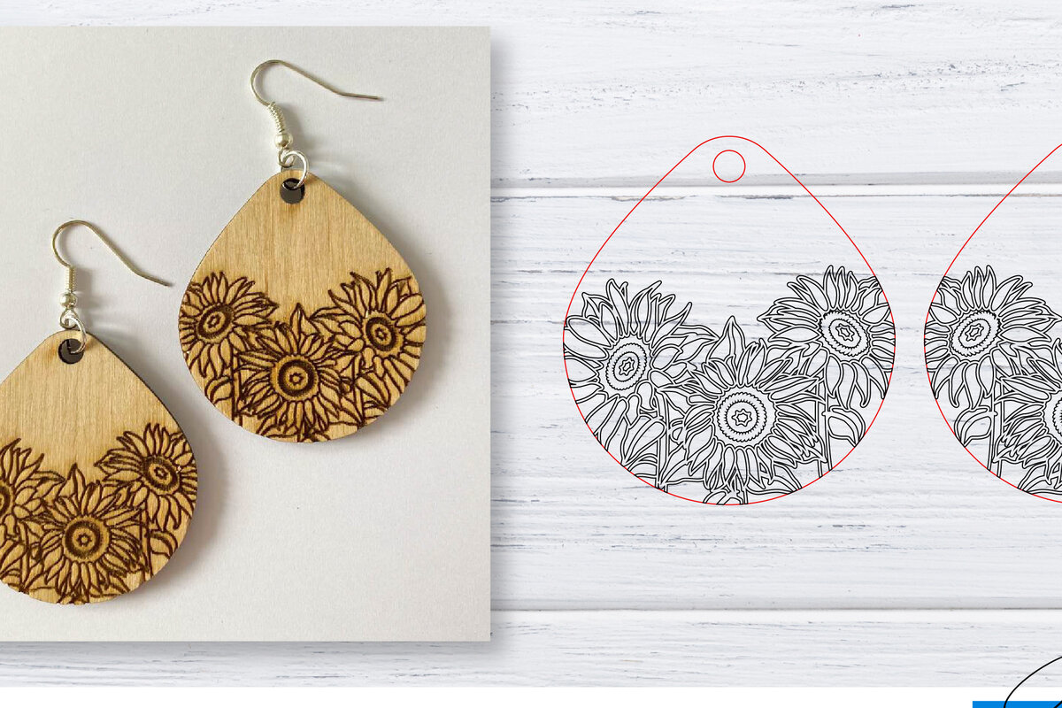 Intra απο ξύλο plywood  Χρώμα wenge 3mm-4mm πάχος - Σκουλαρίκια | Sunflower | Δίασταση 3x3 cm INTRAFABR-112750278