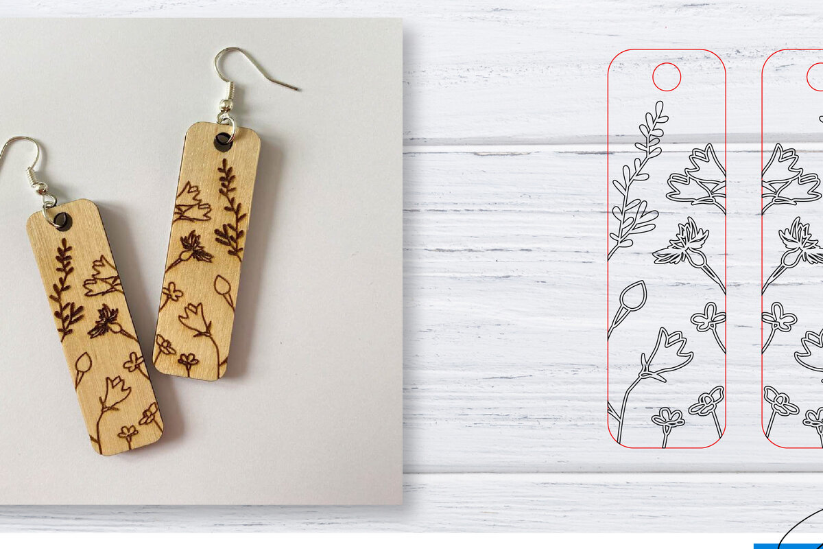 Intra απο ξύλο plywood  Χρώμα wenge 3mm-4mm πάχος - Σκουλαρίκια | Wildflower | Δίασταση 3x3 cm INTRAFABR-111410049