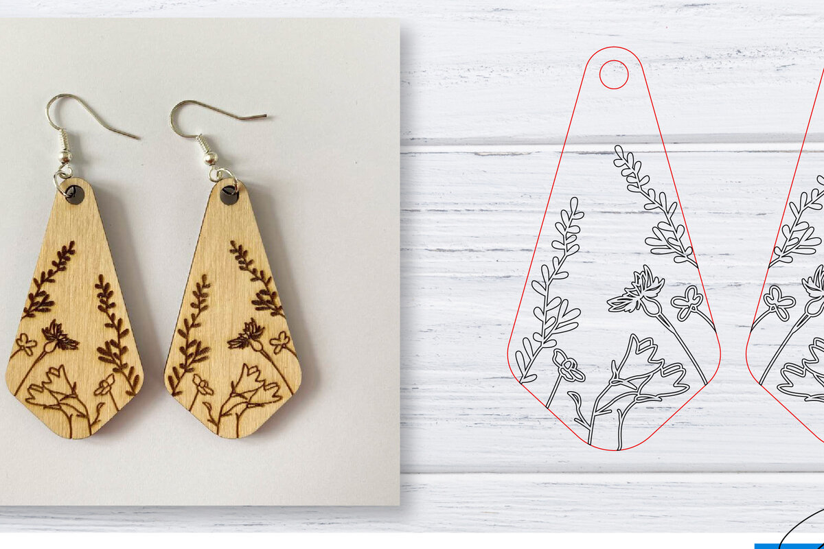 Intra απο ξύλο plywood  Χρώμα wenge 3mm-4mm πάχος - Σκουλαρίκια | Wildflower | Δίασταση 3x3 cm INTRAFABR-111410076