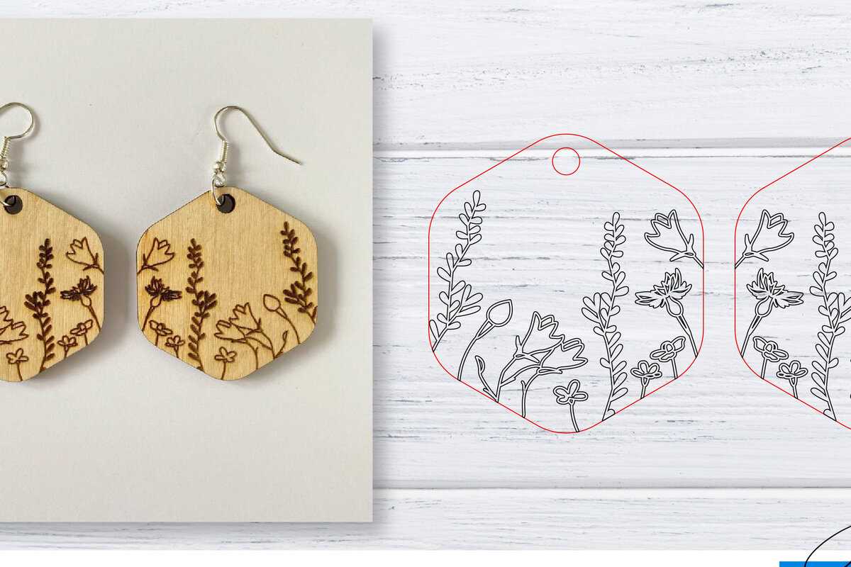 Intra απο ξύλο plywood  Χρώμα wenge 3mm-4mm πάχος - Σκουλαρίκια | Wildflower | Δίασταση 3x3 cm INTRAFABR-111410093