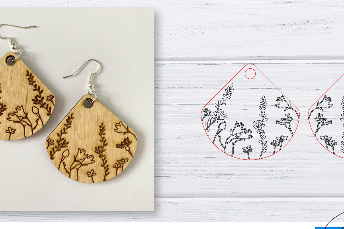 Intra απο ξύλο plywood  Χρώμα wenge 3mm-4mm πάχος - Σκουλαρίκια | Wildflower | Δίασταση 3x3 cm INTRAFABR-111410135