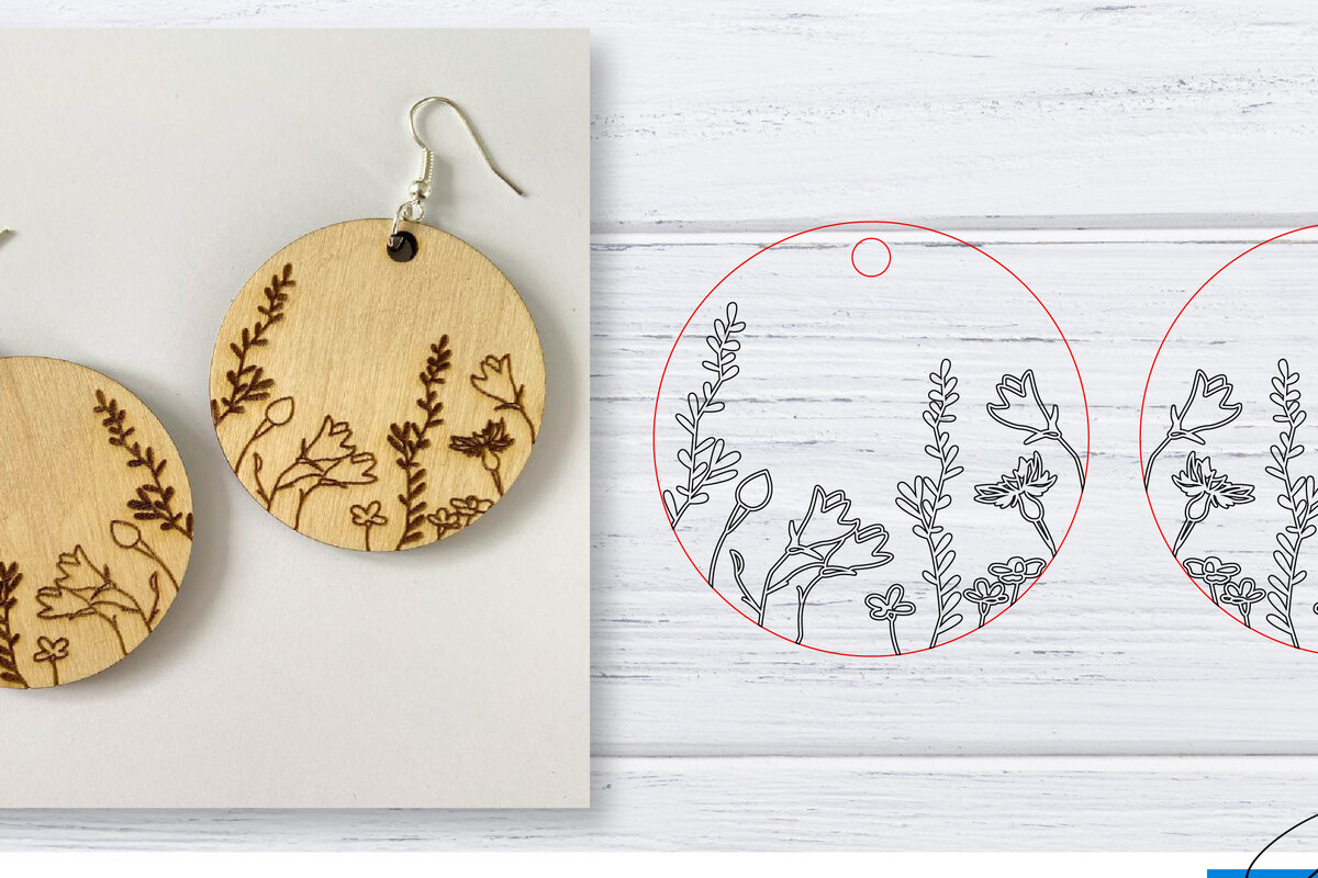 Intra απο ξύλο plywood  Χρώμα wenge 3mm-4mm πάχος - Σκουλαρίκια | Wildflower | Δίασταση 3x3 cm INTRAFABR-111802897