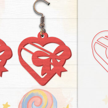 Intra απο ξύλο plywood  Χρώμα wenge 3mm-4mm πάχος - Σκουλαρίκια Valentine Lasercut Δίασταση 3x3 cm INTRAFABR-105055580 - Image 2