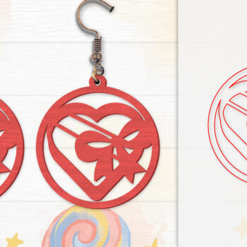 Intra απο ξύλο plywood  Χρώμα wenge 3mm-4mm πάχος - Σκουλαρίκια Valentine Lasercut Δίασταση 3x3 cm INTRAFABR-93414440 - Image 2