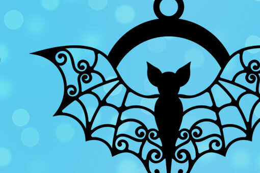 Intra απο ξύλο plywood  Χρώμα wenge 3mm-4mm πάχος - Σκουλαρίκια με διακοσμητική νυχτερίδα Δίασταση 3x3 cm INTRAFABR-65909673