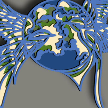 Intra απο ξύλο plywood Χρώμα wenge 3mm-4mm πάχος - Earth Multilayer /Swallows Papercut Δίασταση 30x20 cm INTRAFABR-78799027 - Image 1