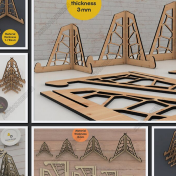 Intra απο ξύλο plywood  Χρώμα wenge 3mm-4mm πάχος - Easel Template Set Laser Ready 137 Δίασταση 20x20 cm INTRAFABR-68646270 - Image 1