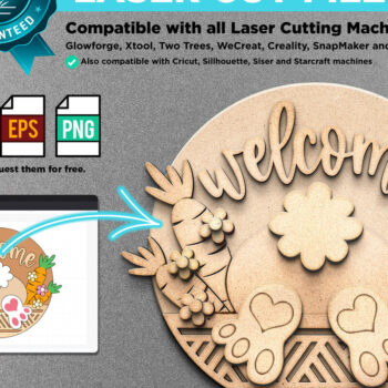 Intra απο ξύλο plywood  Χρώμα wenge 3mm-4mm πάχος - Easeter Bunny | Κρεμάστρα πόρτας Δίασταση 15x15 cm INTRAFABR-119764468 - Image 2