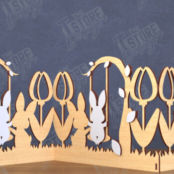 Intra απο ξύλο plywood  Χρώμα wenge 3mm-4mm πάχος - Πασχαλινή πινακίδα ακορντεόν | Happy Bunny |CNC Δίασταση 15x15 cm INTRAFABR-94463582 - Image 1