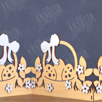 Intra απο ξύλο plywood  Χρώμα wenge 3mm-4mm πάχος - Πασχαλινή πινακίδα ακορντεόν | Happy Bunny |CNC Δίασταση 15x15 cm INTRAFABR-94463586 - Image 1