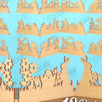 Intra απο ξύλο plywood  Χρώμα wenge 3mm-4mm πάχος - Πασχαλινό Πακέτο Πινακίδων Ακορντεόν | CNC Δίασταση 15x15 cm INTRAFABR-39460489 - Image 1