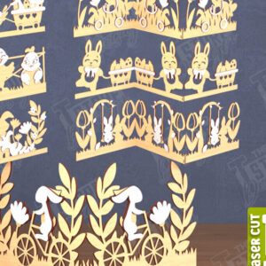 Intra απο ξύλο plywood  Χρώμα wenge 3mm-4mm πάχος - Πασχαλινό Πακέτο Πινακίδων Ακορντεόν | CNC Δίασταση 15x15 cm INTRAFABR-39461164