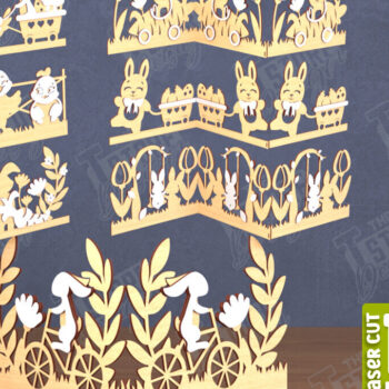 Intra απο ξύλο plywood  Χρώμα wenge 3mm-4mm πάχος - Πασχαλινό Πακέτο Πινακίδων Ακορντεόν | CNC Δίασταση 15x15 cm INTRAFABR-39461164 - Image 1