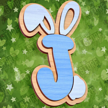 Intra απο ξύλο plywood  Χρώμα wenge 3mm-4mm πάχος - Πασχαλινό αλφάβητο | Σχέδιο λαγουδάκι Δίασταση 15x15 cm INTRAFABR-39461187 - Image 1