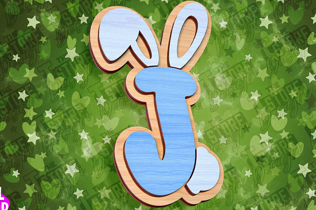 Intra απο ξύλο plywood  Χρώμα wenge 3mm-4mm πάχος - Πασχαλινό αλφάβητο | Σχέδιο λαγουδάκι Δίασταση 15x15 cm INTRAFABR-39461187