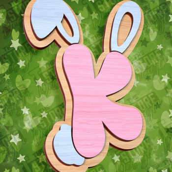 Intra απο ξύλο plywood  Χρώμα wenge 3mm-4mm πάχος - Πασχαλινό αλφάβητο | Σχέδιο λαγουδάκι Δίασταση 15x15 cm INTRAFABR-39461194 - Image 1