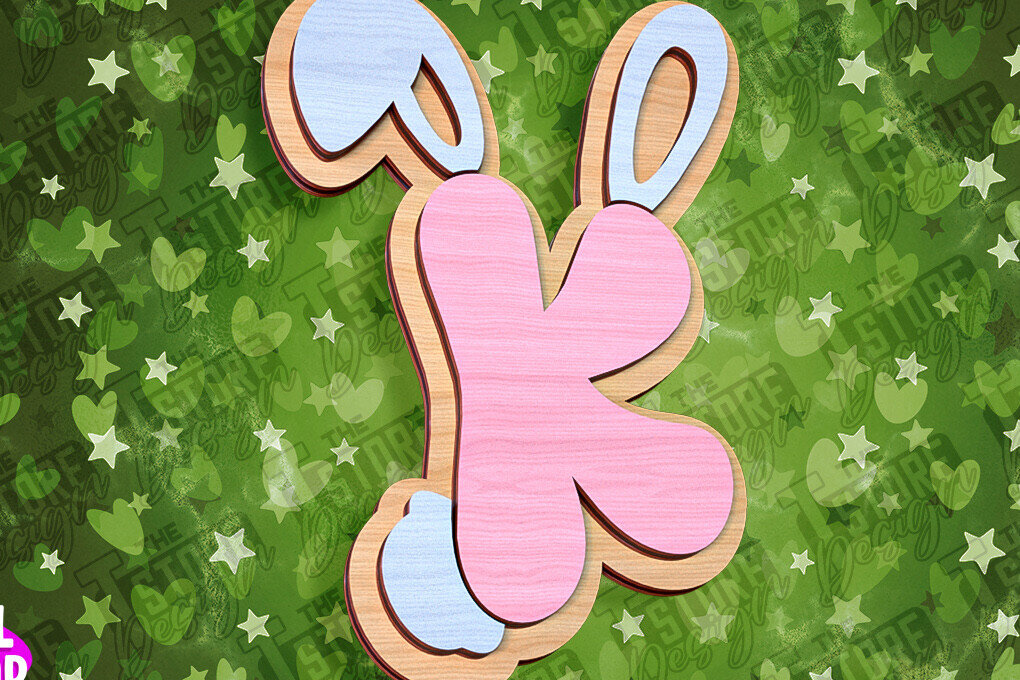 Intra απο ξύλο plywood  Χρώμα wenge 3mm-4mm πάχος - Πασχαλινό αλφάβητο | Σχέδιο λαγουδάκι Δίασταση 15x15 cm INTRAFABR-39461194