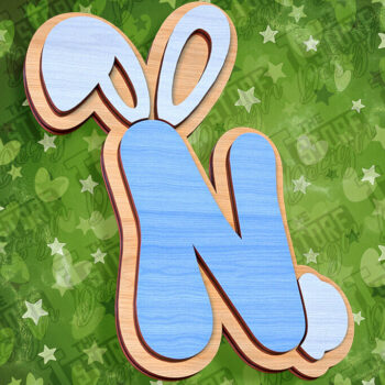 Intra απο ξύλο plywood  Χρώμα wenge 3mm-4mm πάχος - Πασχαλινό αλφάβητο | Σχέδιο λαγουδάκι Δίασταση 15x15 cm INTRAFABR-39461233 - Image 1