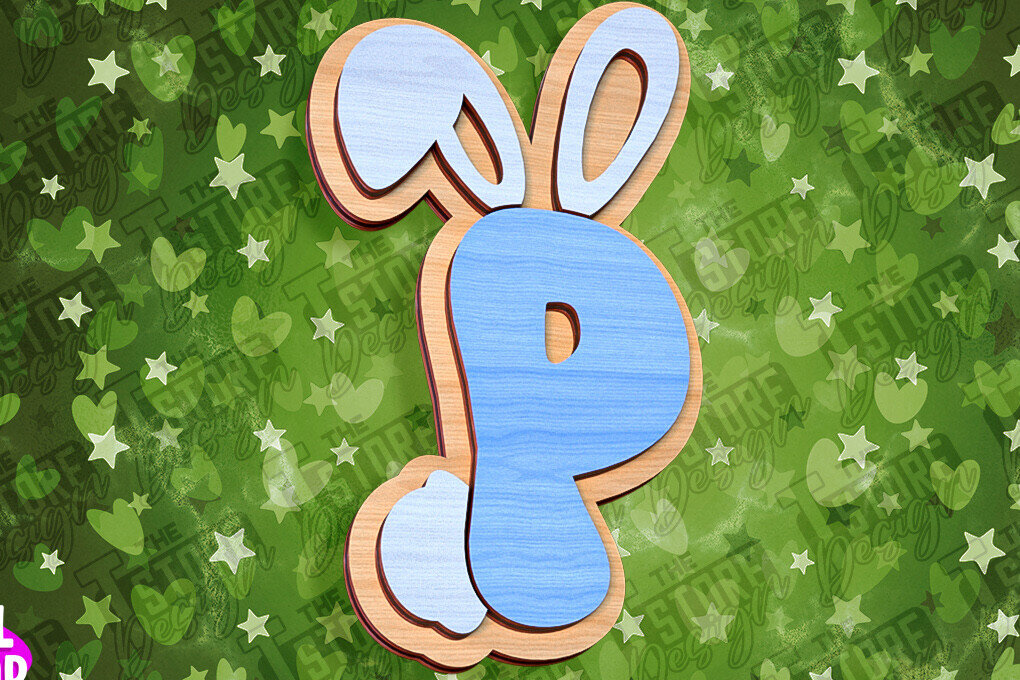 Intra απο ξύλο plywood  Χρώμα wenge 3mm-4mm πάχος - Πασχαλινό αλφάβητο | Σχέδιο λαγουδάκι Δίασταση 15x15 cm INTRAFABR-39461265