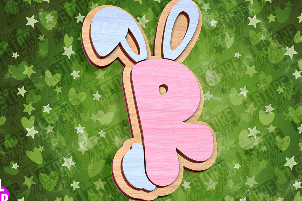 Intra απο ξύλο plywood  Χρώμα wenge 3mm-4mm πάχος - Πασχαλινό αλφάβητο | Σχέδιο λαγουδάκι Δίασταση 15x15 cm INTRAFABR-39460513