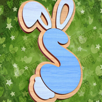 Intra απο ξύλο plywood  Χρώμα wenge 3mm-4mm πάχος - Πασχαλινό αλφάβητο | Σχέδιο λαγουδάκι Δίασταση 15x15 cm INTRAFABR-39461296 - Image 1