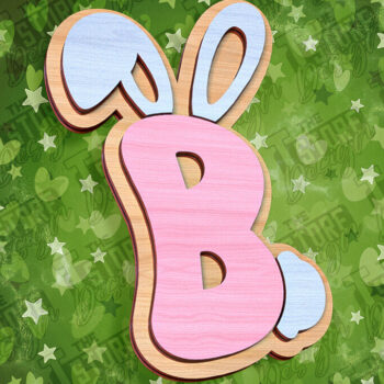 Intra απο ξύλο plywood  Χρώμα wenge 3mm-4mm πάχος - Πασχαλινό αλφάβητο | Σχέδιο λαγουδάκι Δίασταση 15x15 cm INTRAFABR-39461316 - Image 1