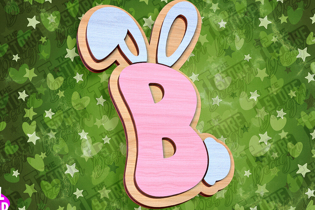 Intra απο ξύλο plywood  Χρώμα wenge 3mm-4mm πάχος - Πασχαλινό αλφάβητο | Σχέδιο λαγουδάκι Δίασταση 15x15 cm INTRAFABR-39461316