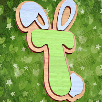 Intra απο ξύλο plywood  Χρώμα wenge 3mm-4mm πάχος - Πασχαλινό αλφάβητο | Σχέδιο λαγουδάκι Δίασταση 15x15 cm INTRAFABR-39461338 - Image 1