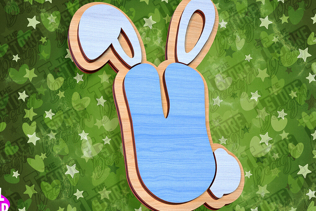 Intra απο ξύλο plywood  Χρώμα wenge 3mm-4mm πάχος - Πασχαλινό αλφάβητο | Σχέδιο λαγουδάκι Δίασταση 15x15 cm INTRAFABR-39461357