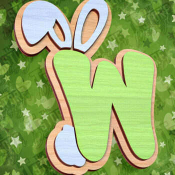 Intra απο ξύλο plywood  Χρώμα wenge 3mm-4mm πάχος - Πασχαλινό αλφάβητο | Σχέδιο λαγουδάκι Δίασταση 15x15 cm INTRAFABR-39461381 - Image 1