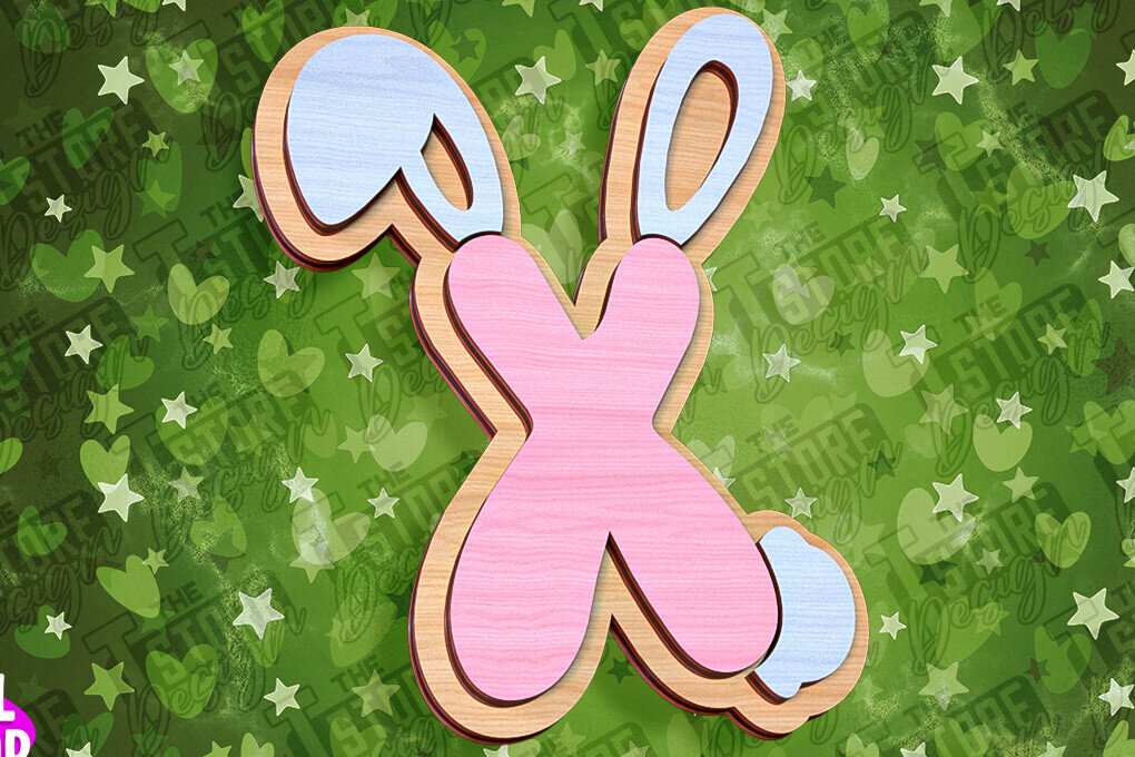 Intra απο ξύλο plywood  Χρώμα wenge 3mm-4mm πάχος - Πασχαλινό αλφάβητο | Σχέδιο λαγουδάκι Δίασταση 15x15 cm INTRAFABR-39461415