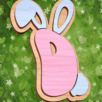 Intra απο ξύλο plywood  Χρώμα wenge 3mm-4mm πάχος - Πασχαλινό αλφάβητο | Σχέδιο λαγουδάκι Δίασταση 15x15 cm INTRAFABR-39460524 - Image 1