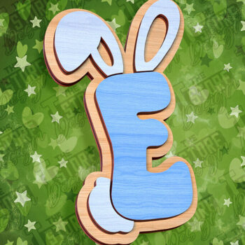 Intra απο ξύλο plywood  Χρώμα wenge 3mm-4mm πάχος - Πασχαλινό αλφάβητο | Σχέδιο λαγουδάκι Δίασταση 15x15 cm INTRAFABR-39461500 - Image 1