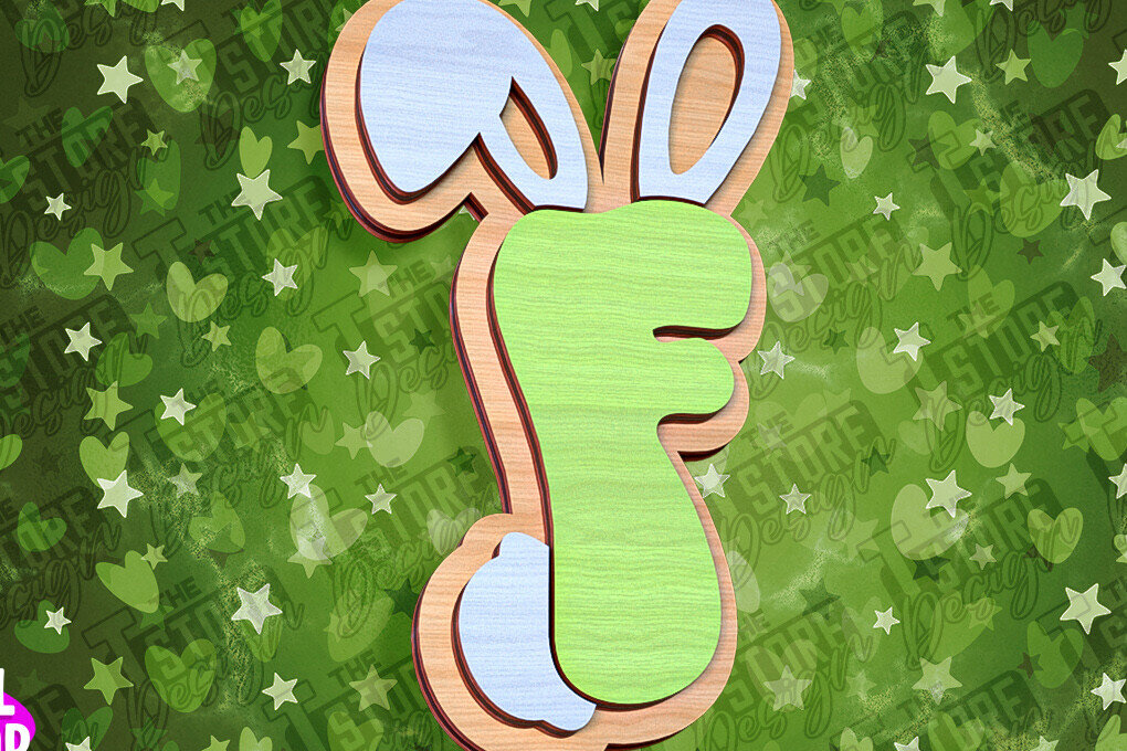 Intra απο ξύλο plywood  Χρώμα wenge 3mm-4mm πάχος - Πασχαλινό αλφάβητο | Σχέδιο λαγουδάκι Δίασταση 15x15 cm INTRAFABR-97958259