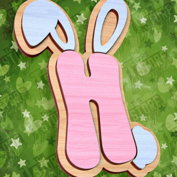 Intra απο ξύλο plywood  Χρώμα wenge 3mm-4mm πάχος - Πασχαλινό αλφάβητο | Σχέδιο λαγουδάκι Δίασταση 15x15 cm INTRAFABR-39460547 - Image 1