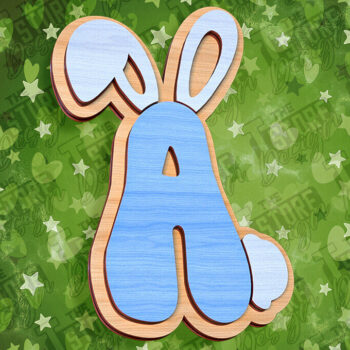 Intra απο ξύλο plywood  Χρώμα wenge 3mm-4mm πάχος - Πασχαλινό αλφάβητο | Σχέδιο λαγουδάκι Δίασταση 15x15 cm INTRAFABR-39460585 - Image 1