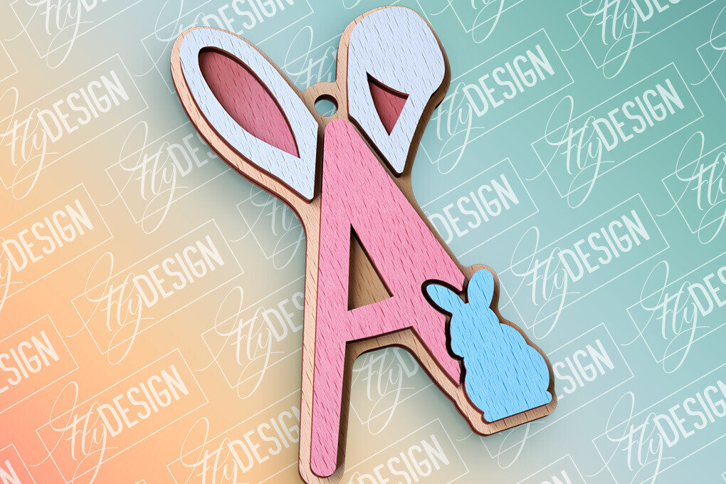 Intra απο ξύλο plywood  Χρώμα wenge 3mm-4mm πάχος - Πασχαλινό αλφάβητο | Αρχεία CNC Δίασταση 15x15 cm INTRAFABR-117700337