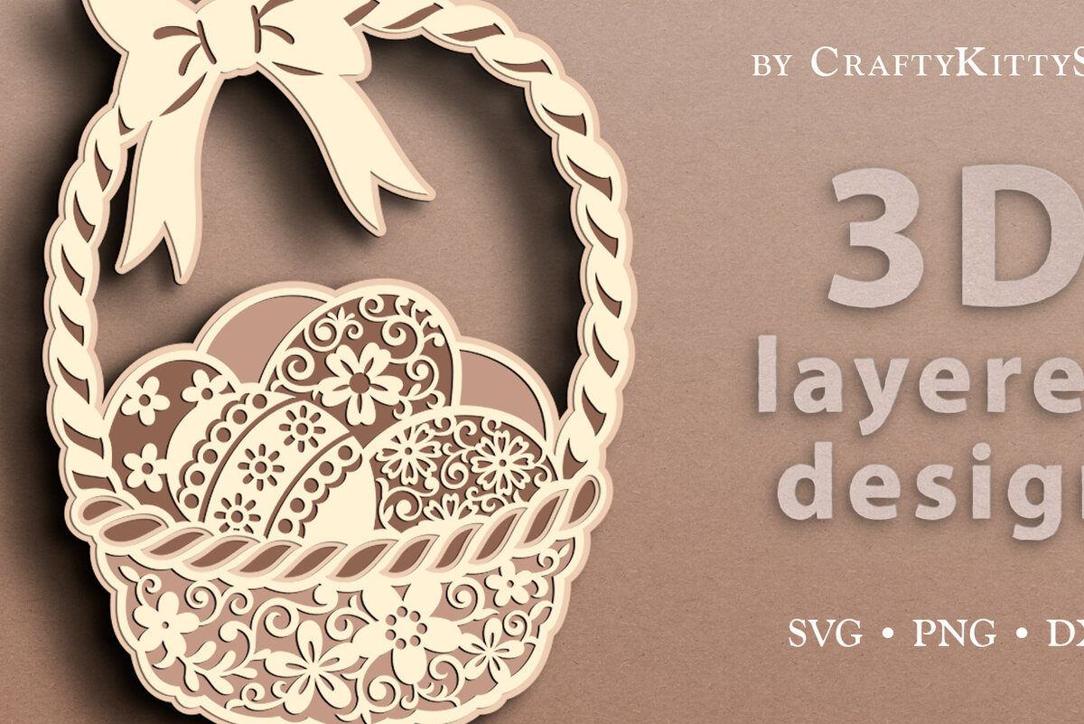 Intra απο ξύλο plywood  Χρώμα wenge 3mm-4mm πάχος - Πασχαλινό καλάθι 3D Layered Cut Δίασταση 30x20 cm INTRAFABR-115878625