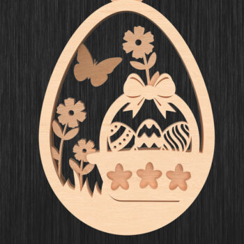 Intra απο ξύλο plywood  Χρώμα wenge 3mm-4mm πάχος - Πασχαλινό Καλάθι Στολίδι με λέιζερ με αυγό Δίασταση 6x6 cm INTRAFABR-56571160 - Image 1