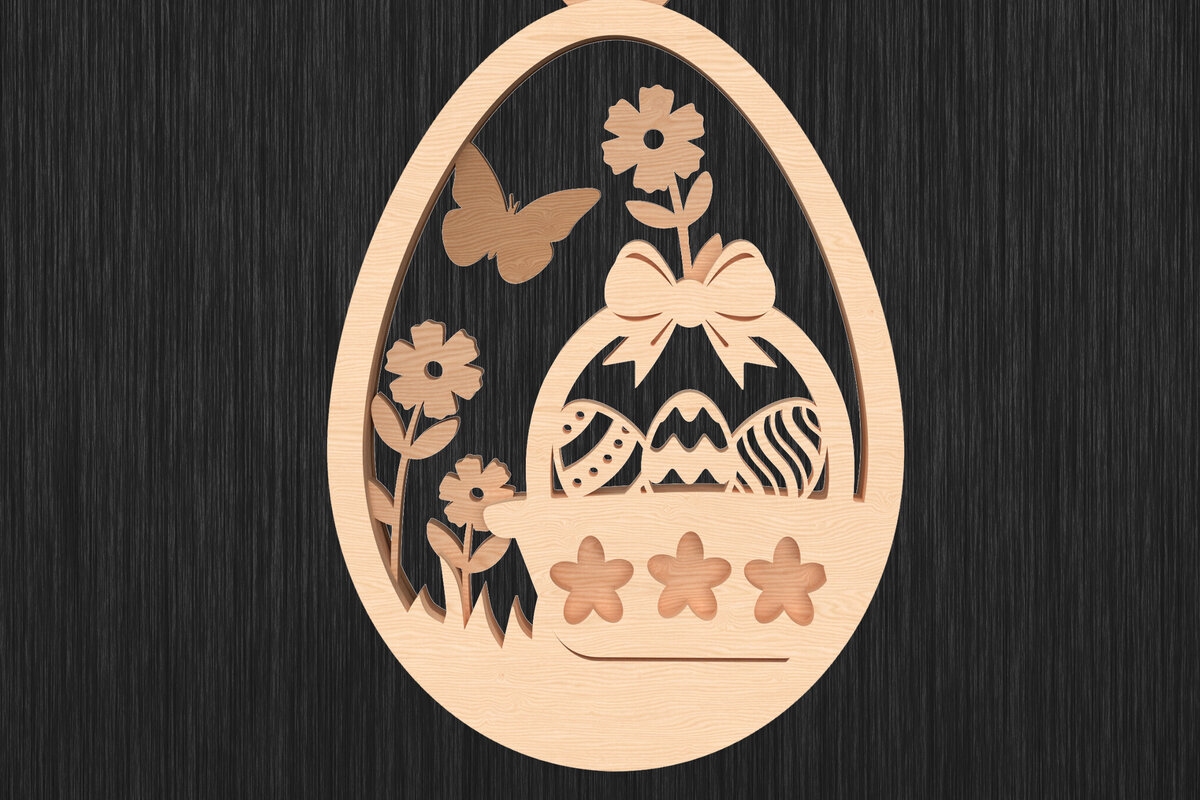 Intra απο ξύλο plywood  Χρώμα wenge 3mm-4mm πάχος - Πασχαλινό Καλάθι Στολίδι με λέιζερ με αυγό Δίασταση 6x6 cm INTRAFABR-56571160