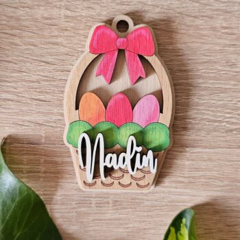 Intra απο ξύλο plywood  Χρώμα wenge 3mm-4mm πάχος - Πασχαλινό Μπρελόκ | Δίασταση 4x4 cm INTRAFABR-62209096 - Image 4