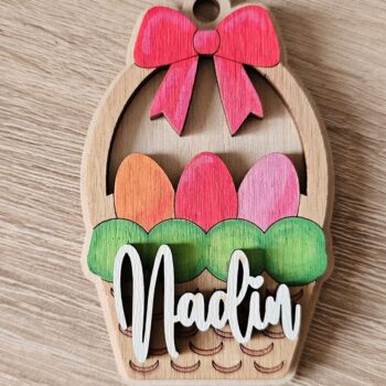 Intra απο ξύλο plywood  Χρώμα wenge 3mm-4mm πάχος - Πασχαλινό Μπρελόκ | Δίασταση 4x4 cm INTRAFABR-62209096 - Image 7