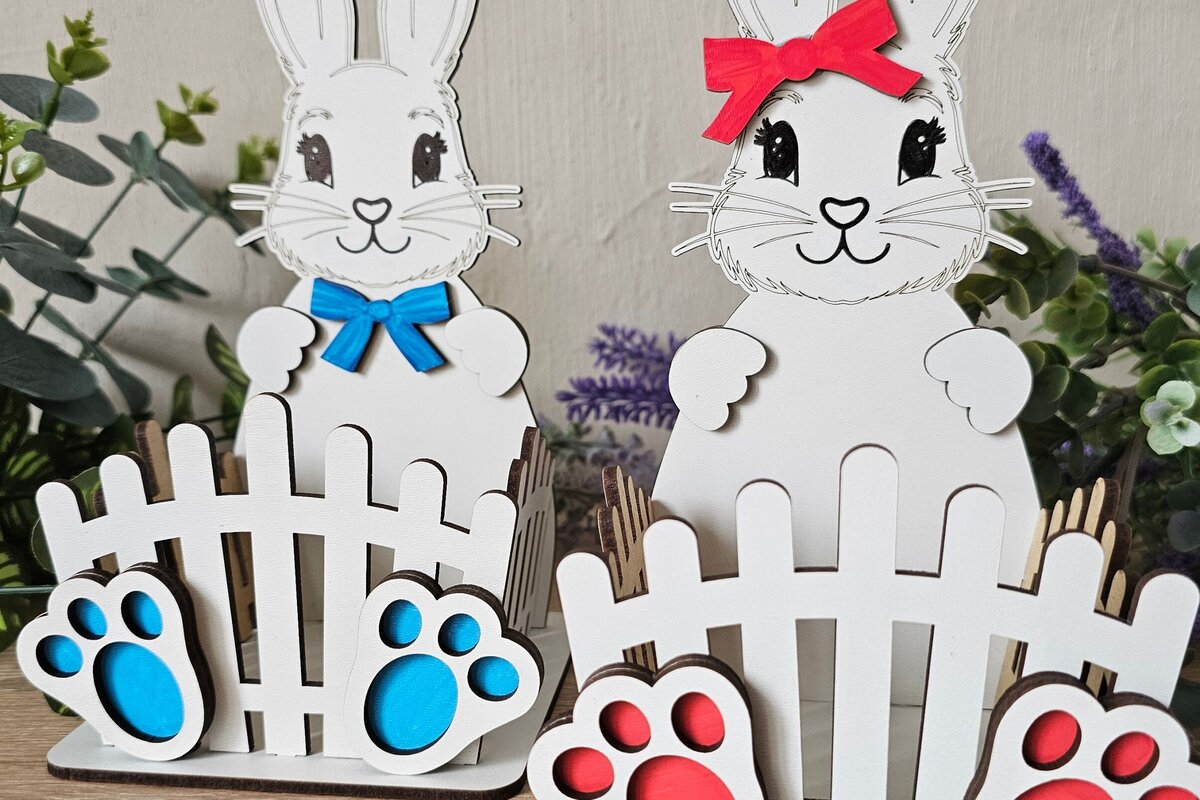 Intra απο ξύλο plywood  Χρώμα wenge 3mm-4mm πάχος - κοπής με λέιζερ Πασχαλινό Καλάθι | Λαγουδάκι Δίασταση 4x4 cm INTRAFABR-62209075