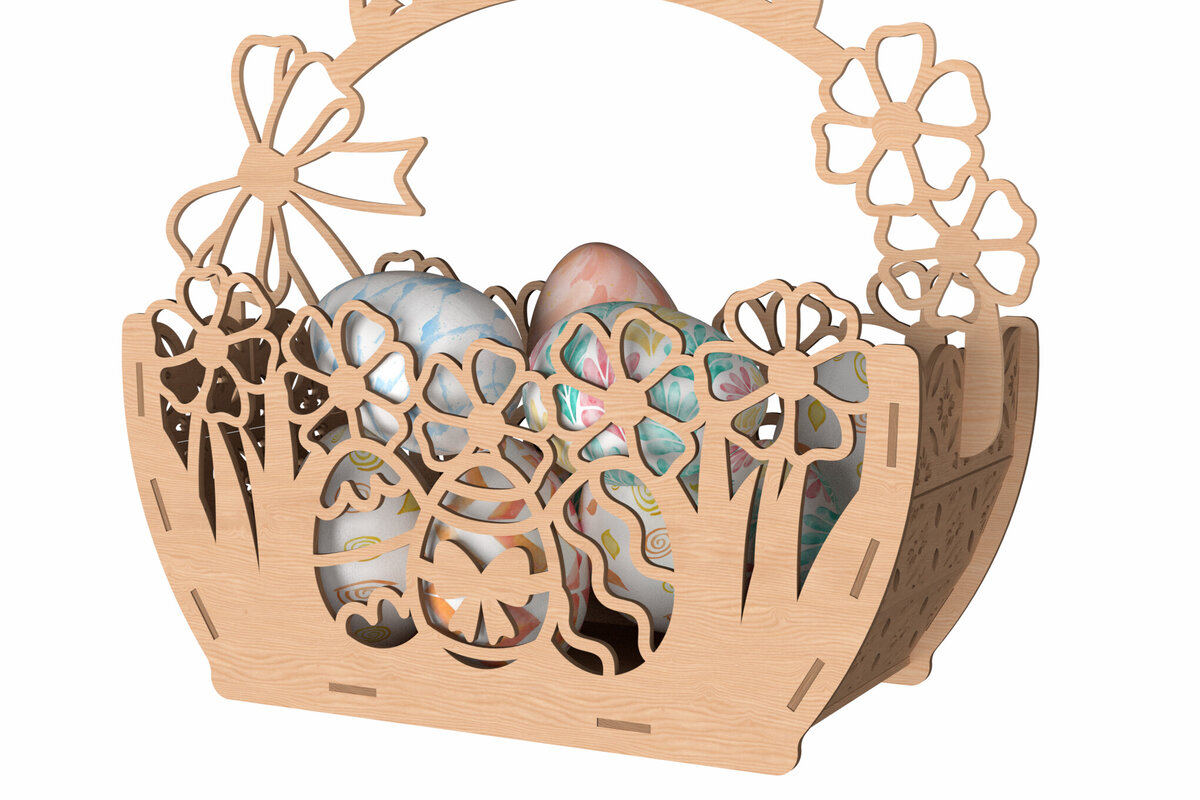 Intra απο ξύλο plywood  Χρώμα wenge 3mm-4mm πάχος - Πασχαλινό καλάθι κοπής με λέιζερ Δίασταση 30x20 cm INTRAFABR-88828090