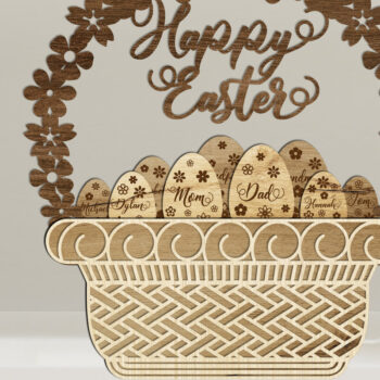 Intra απο ξύλο plywood  Χρώμα wenge 3mm-4mm πάχος - Πασχαλινό ΚΑΛΑΘΙ Πολυστρωματικό κοπής με λέιζερ Δίασταση 16x17 cm INTRAFABR-59884642 - Image 1