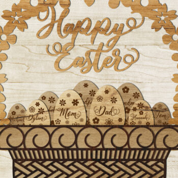 Intra απο ξύλο plywood  Χρώμα wenge 3mm-4mm πάχος - Πασχαλινό ΚΑΛΑΘΙ Πολυστρωματικό κοπής με λέιζερ Δίασταση 16x17 cm INTRAFABR-59884642 - Image 2