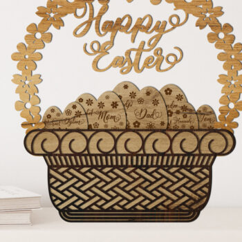 Intra απο ξύλο plywood  Χρώμα wenge 3mm-4mm πάχος - Πασχαλινό ΚΑΛΑΘΙ Πολυστρωματικό κοπής με λέιζερ Δίασταση 16x17 cm INTRAFABR-59884642 - Image 3