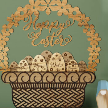 Intra απο ξύλο plywood  Χρώμα wenge 3mm-4mm πάχος - Πασχαλινό ΚΑΛΑΘΙ Πολυστρωματικό κοπής με λέιζερ Δίασταση 16x17 cm INTRAFABR-59884642 - Image 4